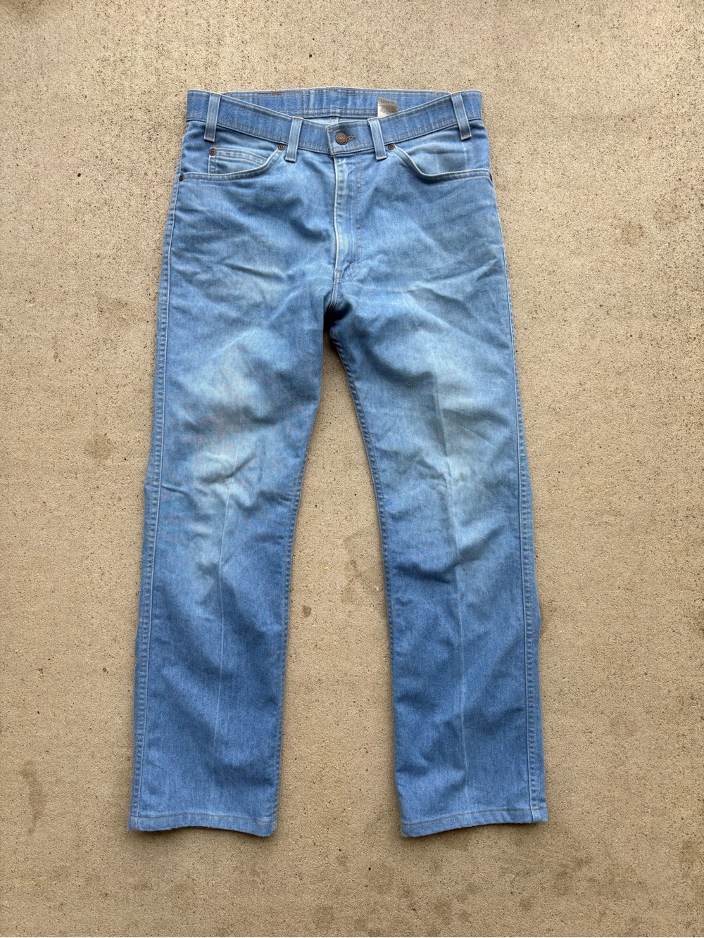 Vintage Levis Action Jeans Brown Tab Made in USA Light Wash Denim Blend 33x29